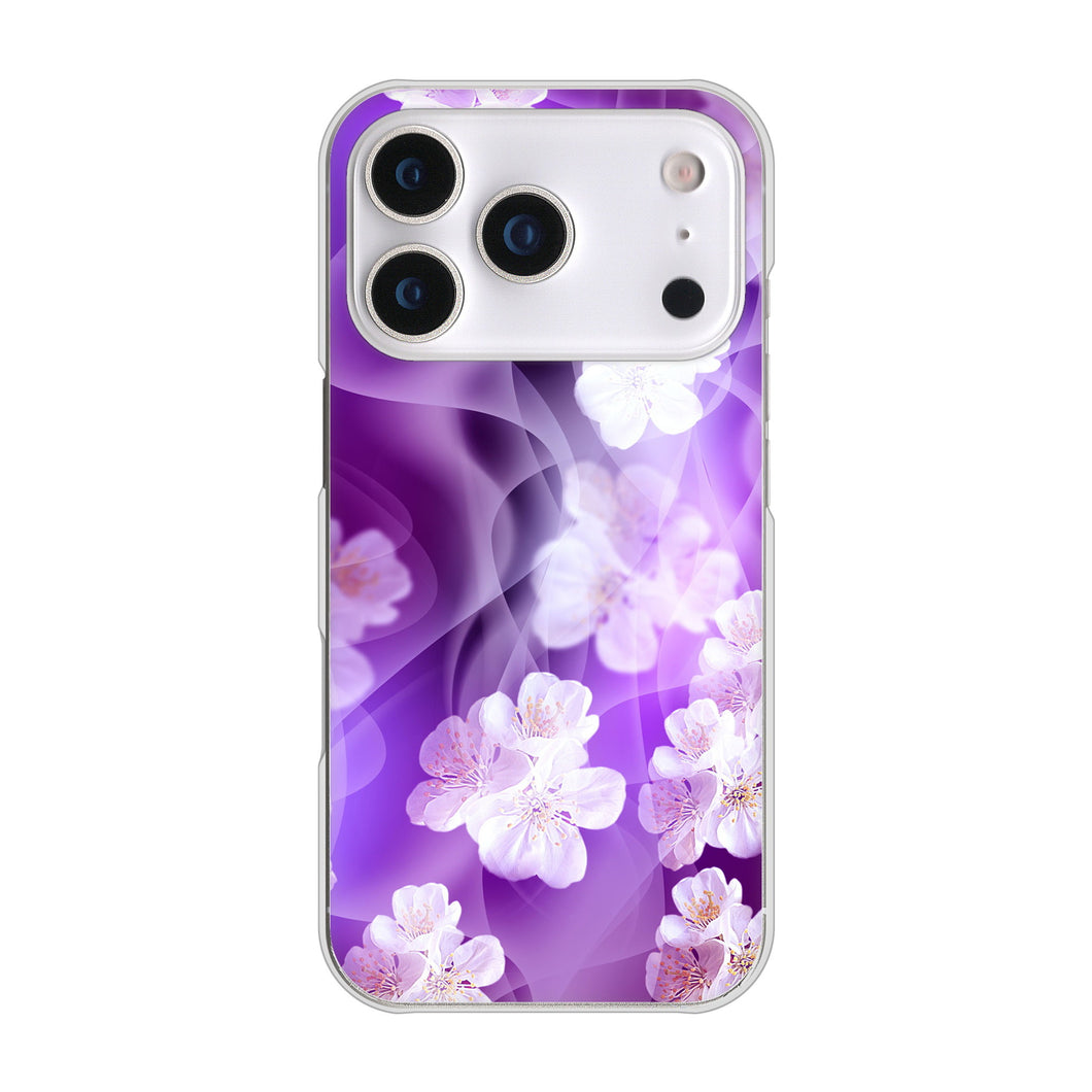 iPhone17 Pro 高画質仕上げ 背面印刷 ハードケース 【1211 桜とパープルの風】