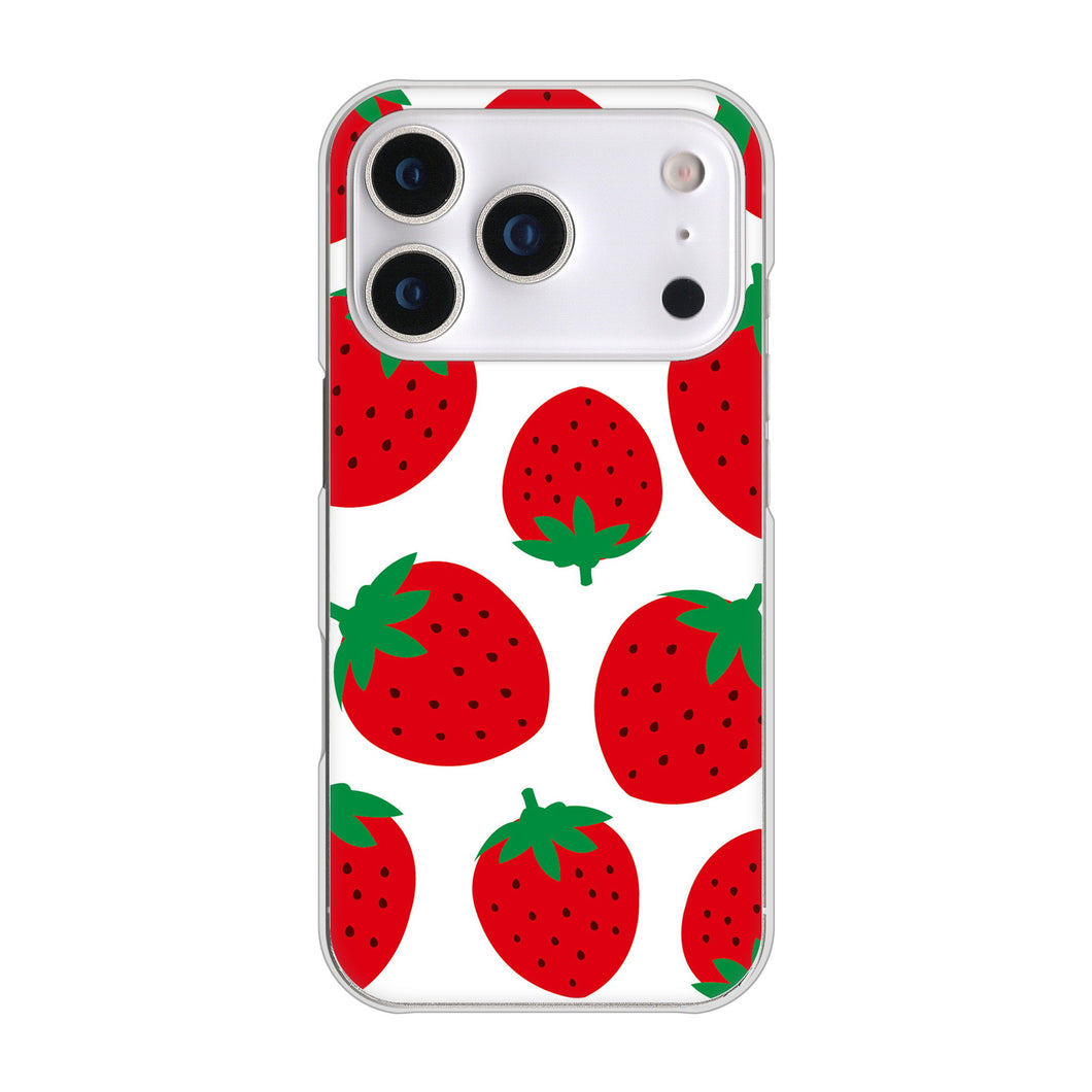 iPhone17 Pro 高画質仕上げ 背面印刷 ハードケース大きいイチゴ模様