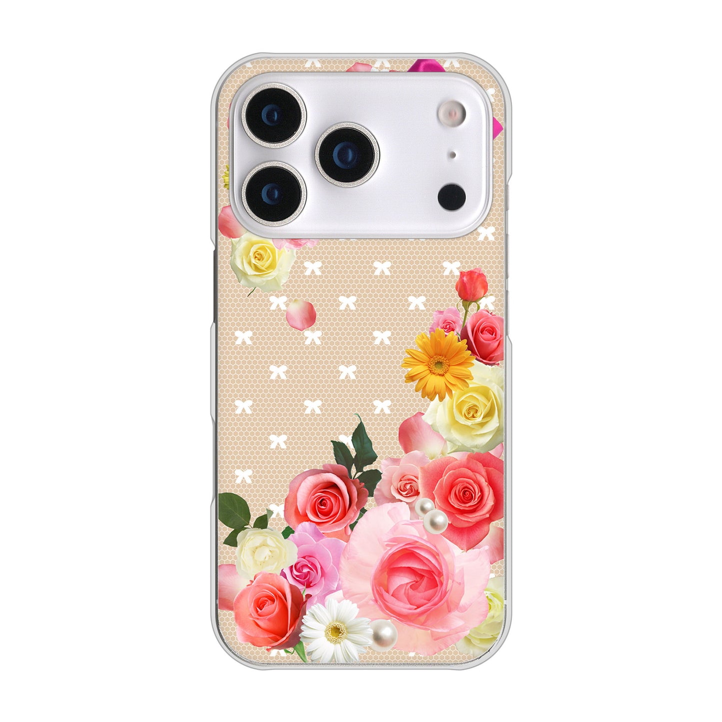 iPhone17 Pro 高画質仕上げ 背面印刷 ハードケースロマンチックなバラ