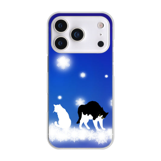 iPhone17 Pro 高画質仕上げ 背面印刷 ハードケース 【YJ335 雪の結晶 はちわれ】