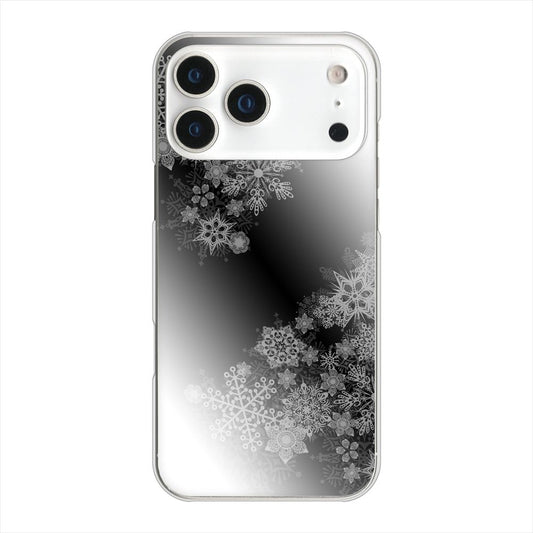 iPhone 18 Pro Max 高画質仕上げ 背面印刷 ハードケース 【YJ340 モノトーン 雪の結晶 】