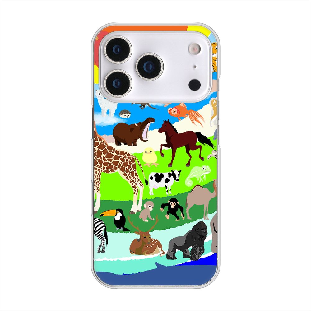 iPhone18 Pro 高画質仕上げ 背面印刷 ハードケース 【YJ201 アニマルプラネット】