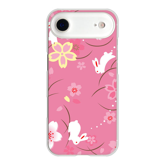 iPhone Air 高画質仕上げ 背面印刷 ハードケース 【149 桜と白うさぎ】
