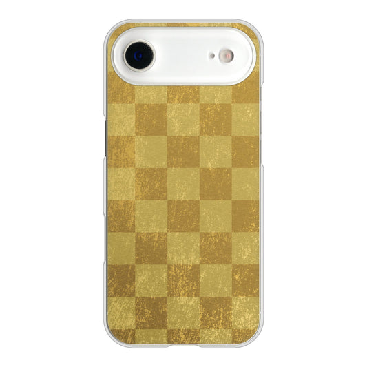 iPhone Air 高画質仕上げ 背面印刷 ハードケース 【619 市松模様-金（骨董風に傷んだイメージ）】