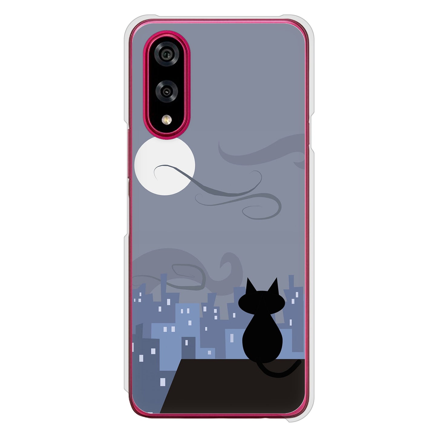 BASIO active3 KYG04 au 高画質仕上げ 背面印刷 ハードケース夜とネコ