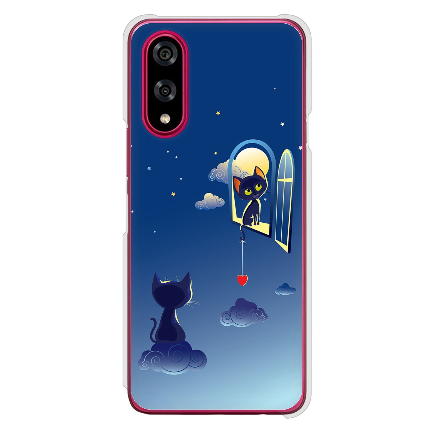 BASIO active3 KYG04 au 高画質仕上げ 背面印刷 ハードケース夜とネコ