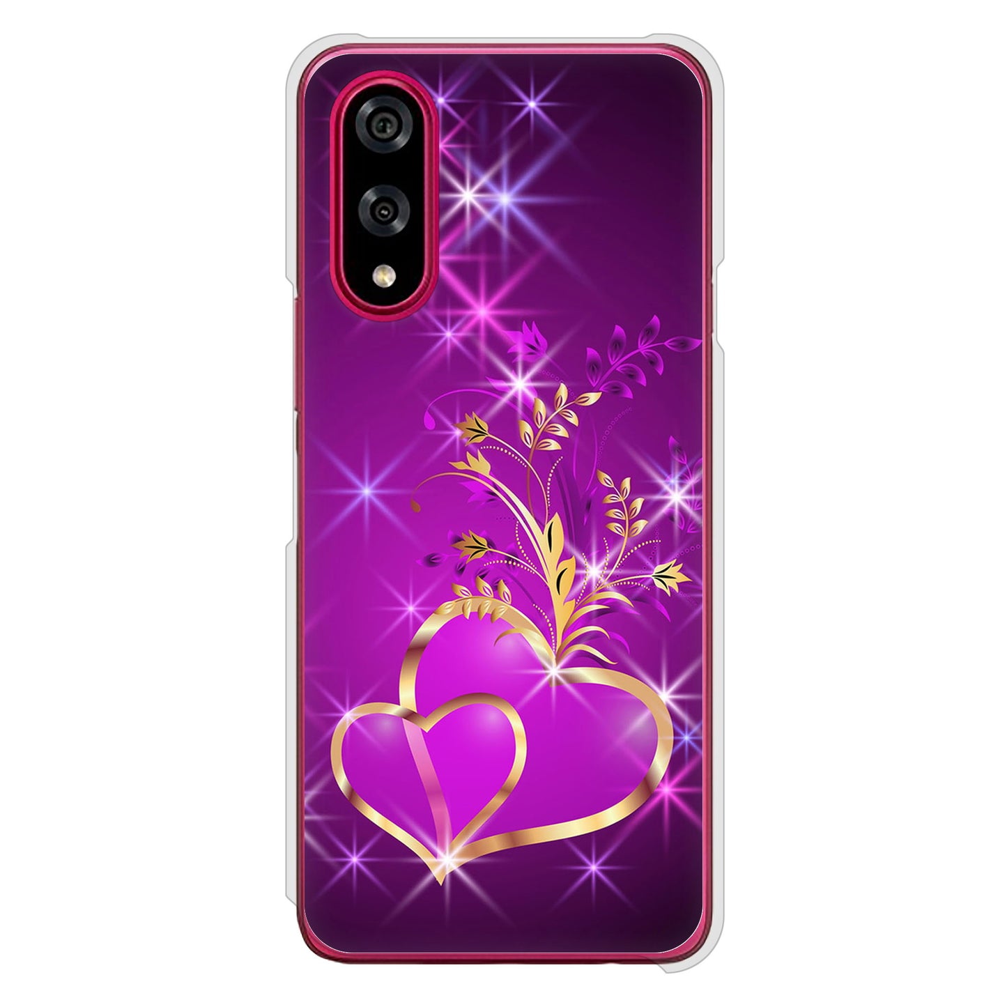 BASIO active3 KYG04 au 高画質仕上げ 背面印刷 ハードケースきらめきハート