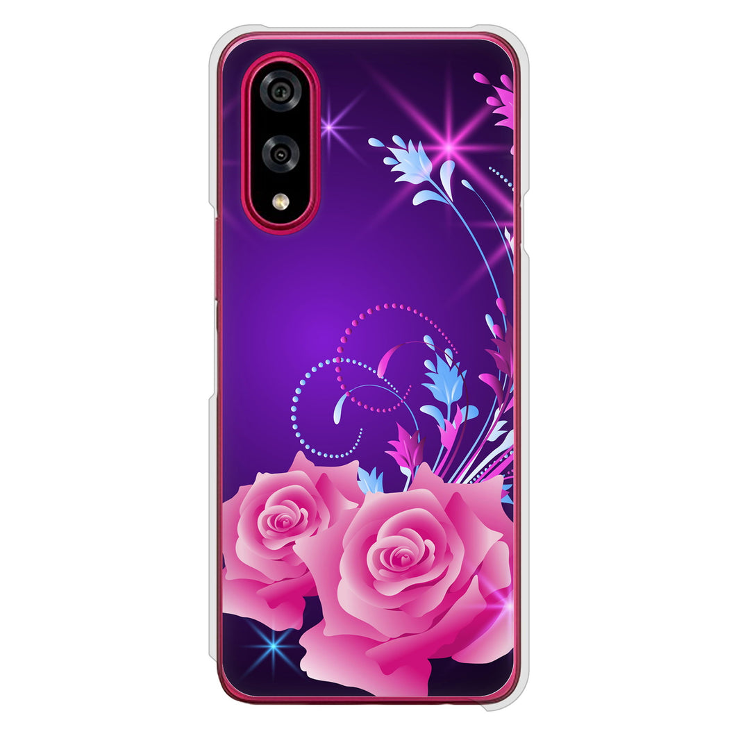 BASIO active3 KYG04 au 高画質仕上げ 背面印刷 ハードケースロマンチックなバラ