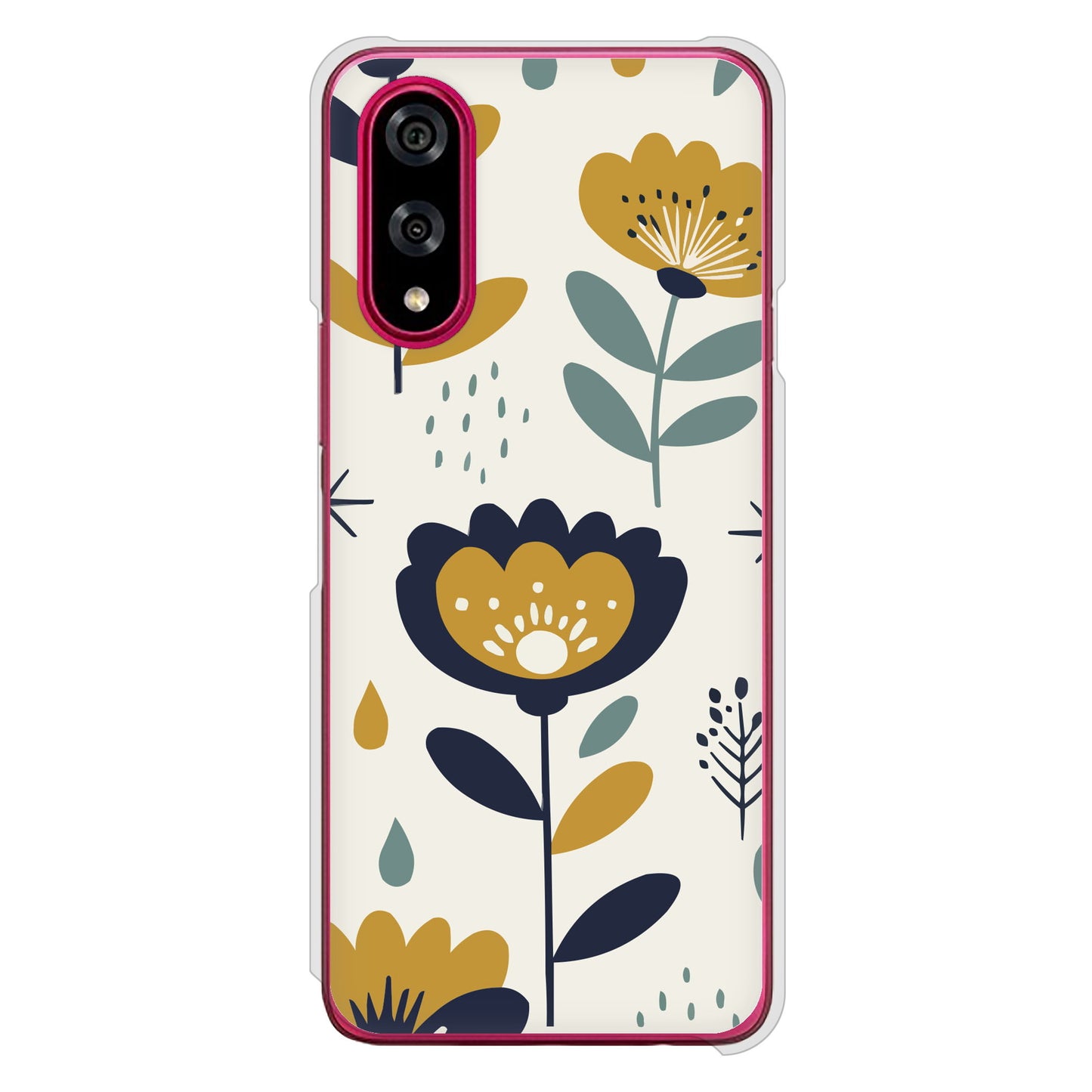 BASIO active3 KYG04 au 高画質仕上げ 背面印刷 ハードケース北欧風花柄