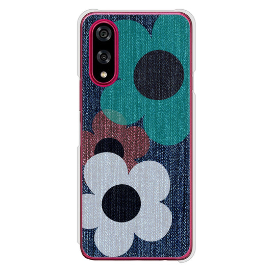 BASIO active3 KYG04 au 高画質仕上げ 背面印刷 ハードケース 【EK869 ルーズフラワーinデニム風】