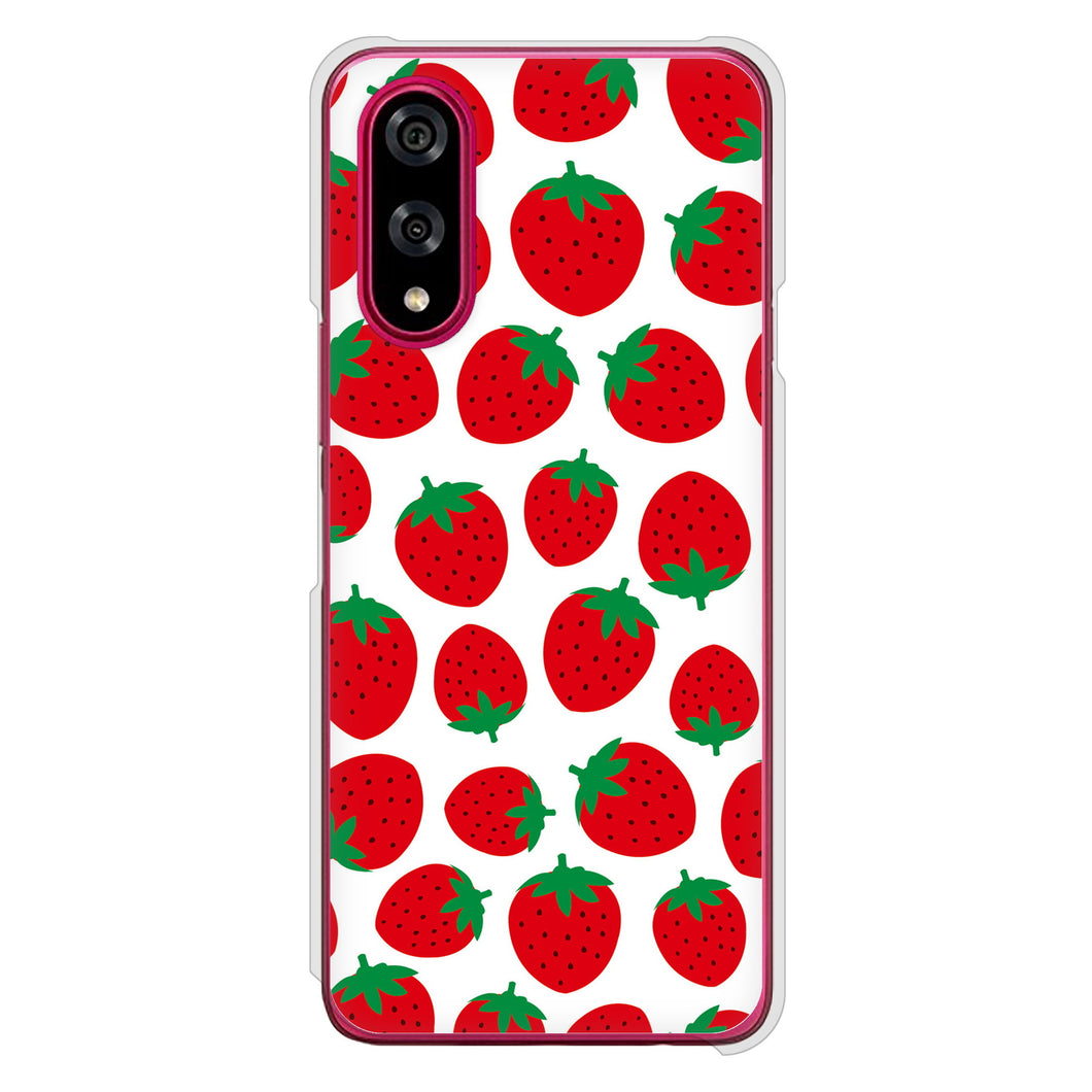 BASIO active3 KYG04 au 高画質仕上げ 背面印刷 ハードケース小さいイチゴ模様