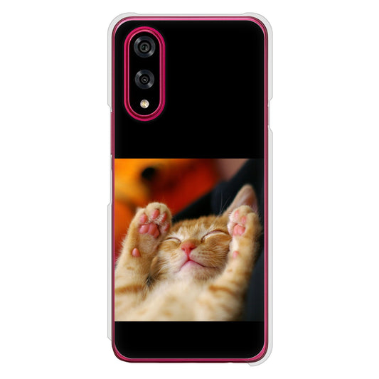 BASIO active3 KYG04 au 高画質仕上げ 背面印刷 ハードケース 【VA804 爆睡するネコ】