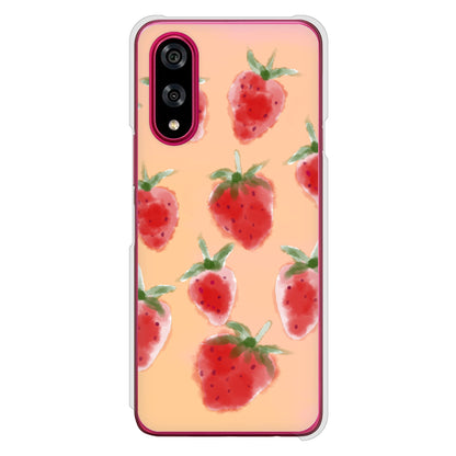 BASIO active3 KYG04 au 高画質仕上げ 背面印刷 ハードケースイチゴ 水彩