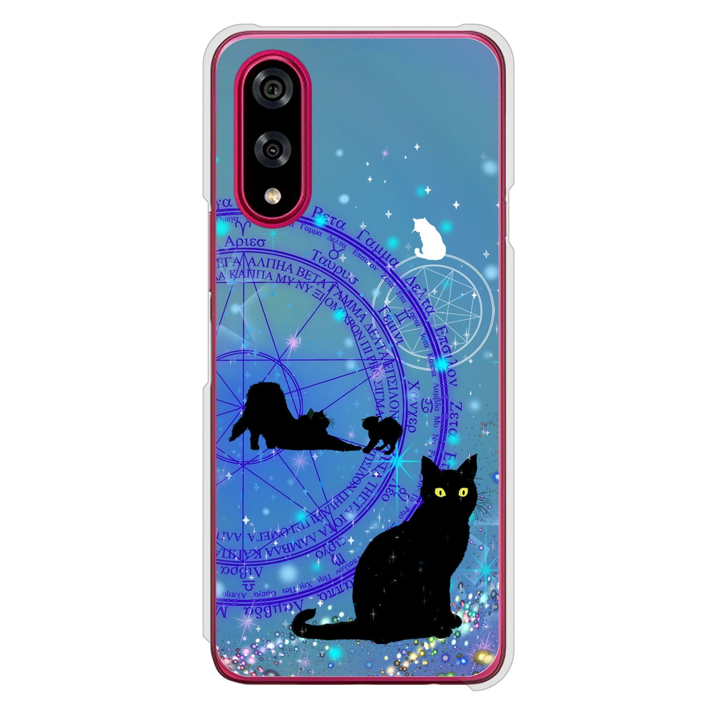 BASIO active3 KYG04 au 高画質仕上げ 背面印刷 ハードケース魔法陣猫