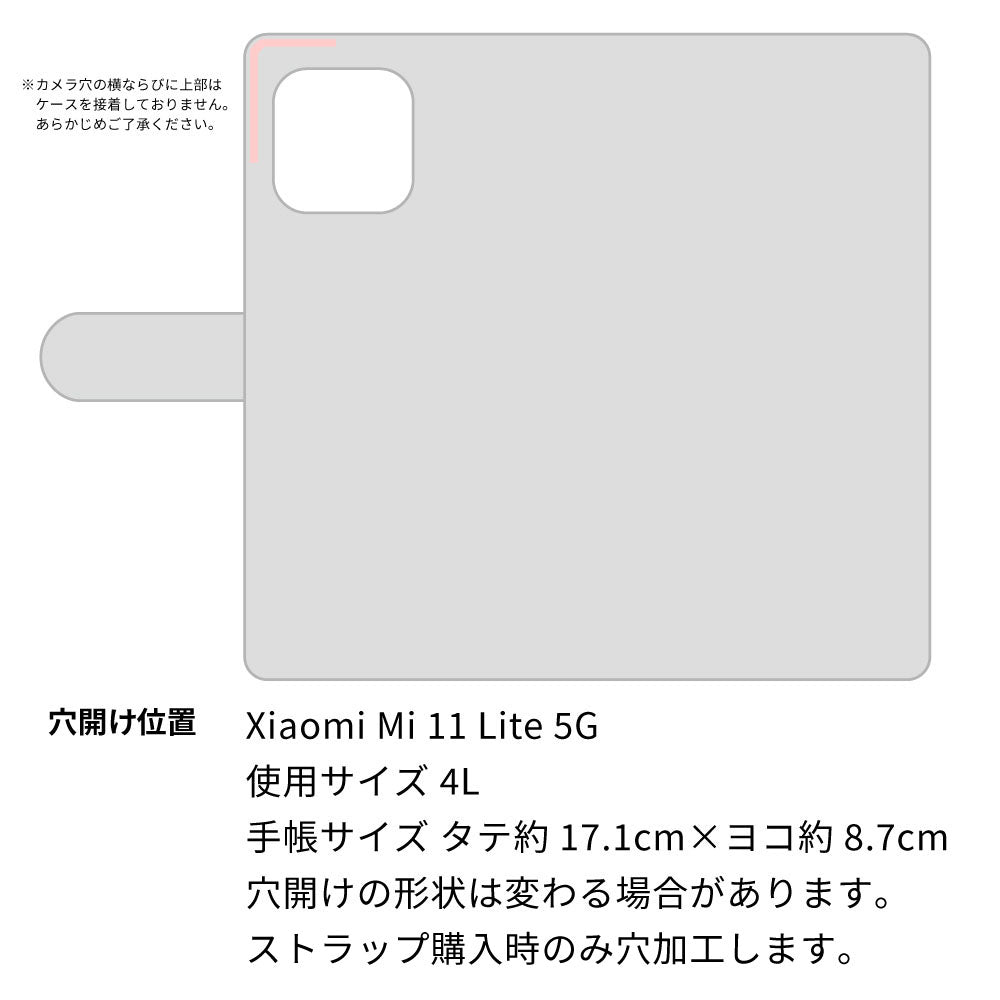 Mi 11 Lite 5G 天然素材の水玉デニム本革仕立て 本革ベルト 手帳型ケース