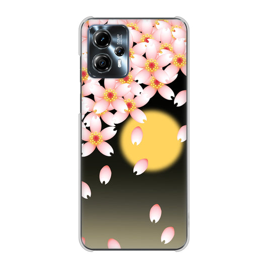 moto g13 高画質仕上げ 背面印刷 ハードケース 【136 満月と夜桜】