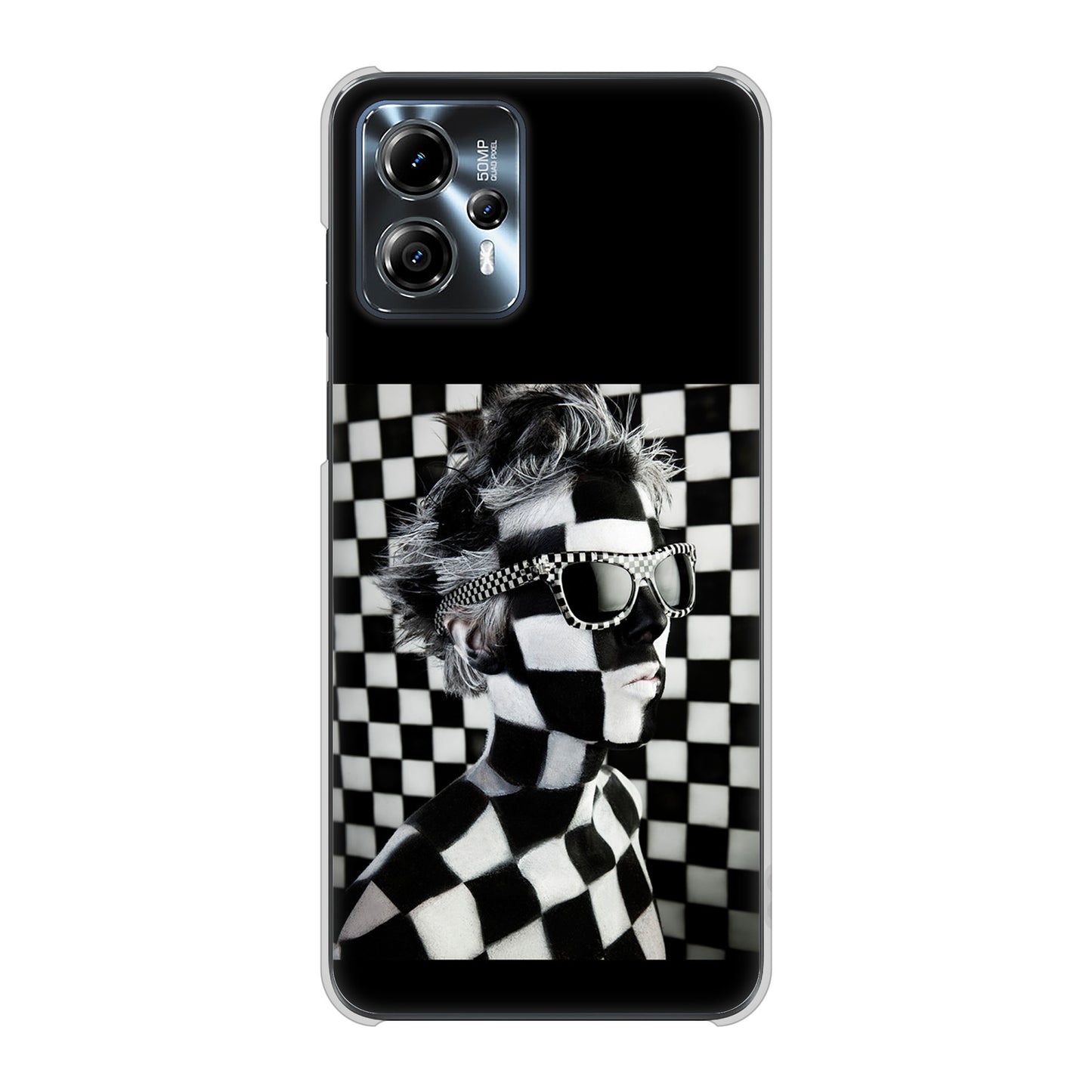 moto g13 高画質仕上げ 背面印刷 ハードケース 【357 bk&wh】