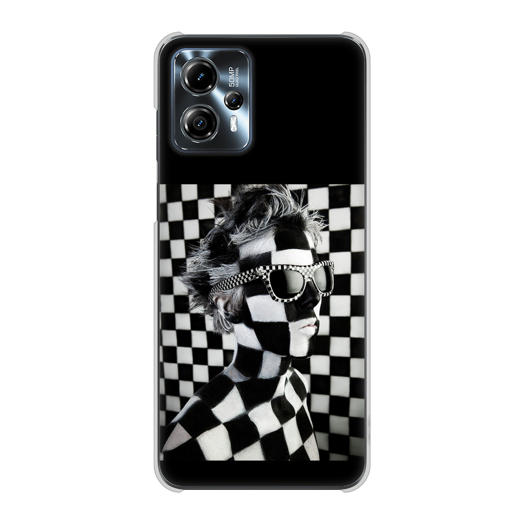 moto g13 高画質仕上げ 背面印刷 ハードケース 【357 bk&wh】