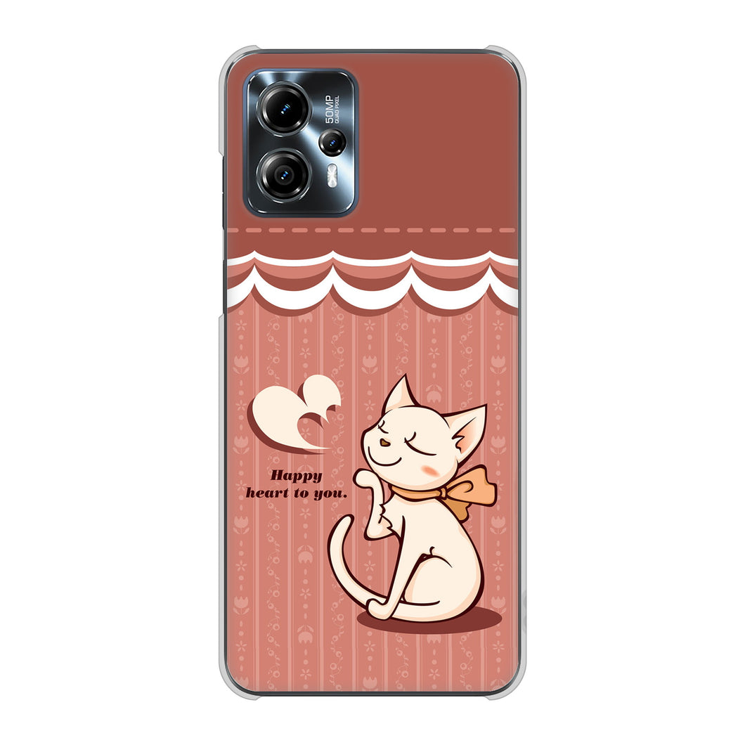 moto g13 高画質仕上げ 背面印刷 ハードケース 【1102 ネコの投げキッス】