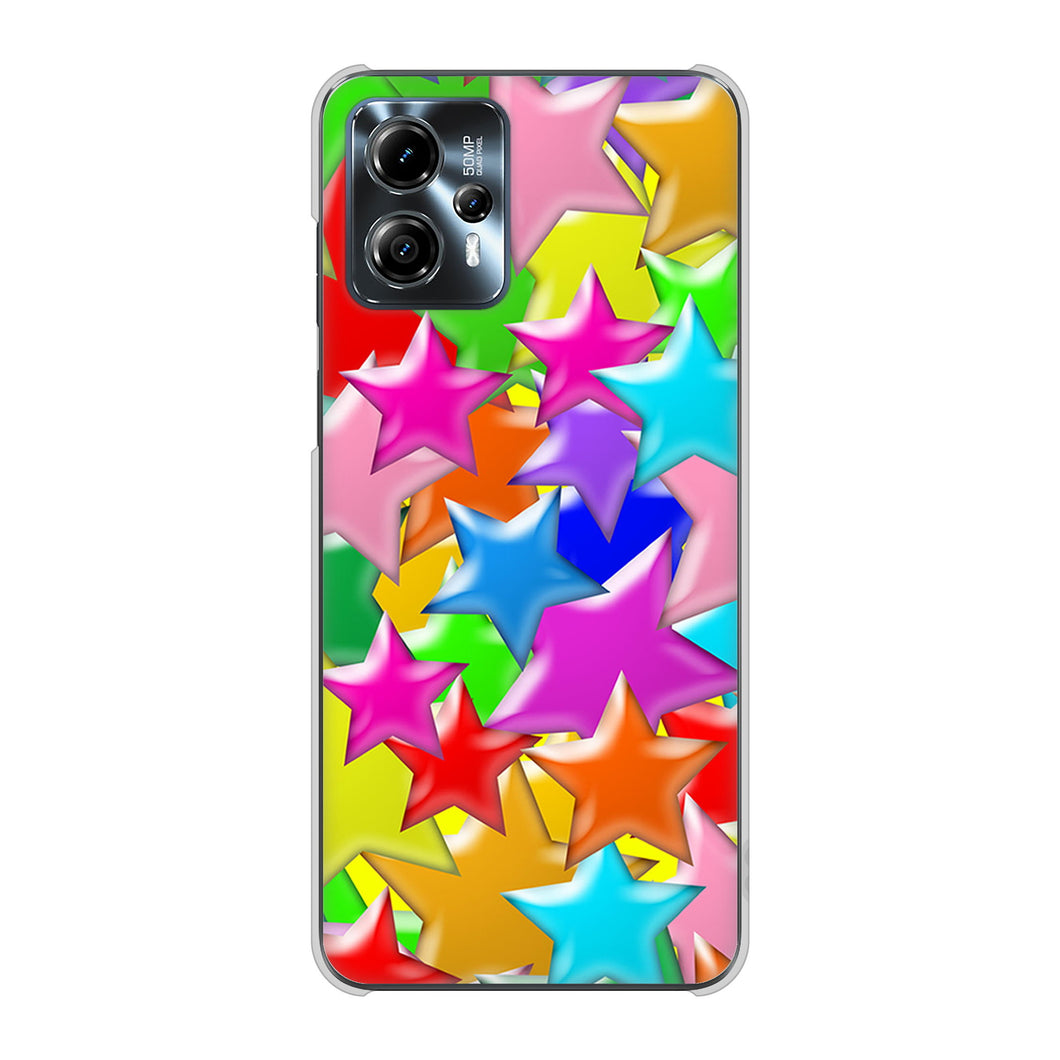 moto g13 高画質仕上げ 背面印刷 ハードケース 【1293 ランダムスター】