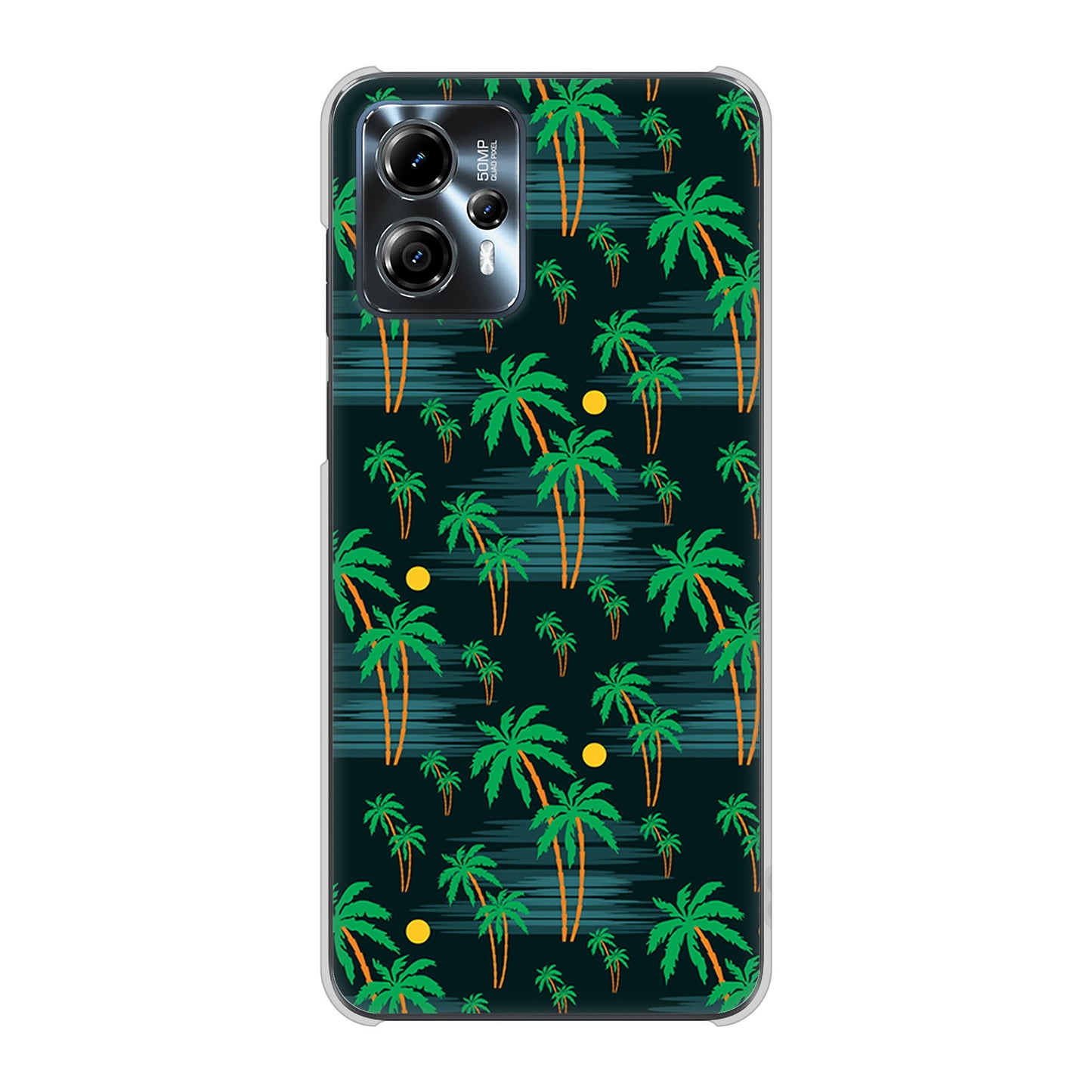 moto g13 高画質仕上げ 背面印刷 ハードケース 【1315 月夜とヤシ】