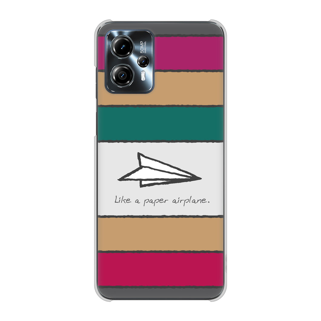 moto g13 高画質仕上げ 背面印刷 ハードケース 【IA809 かみひこうき】