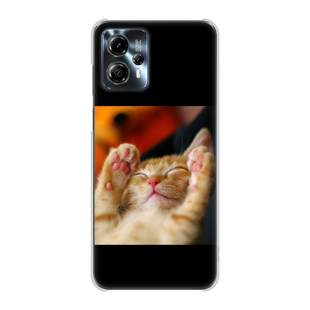 moto g13 高画質仕上げ 背面印刷 ハードケース 【VA804 爆睡するネコ】