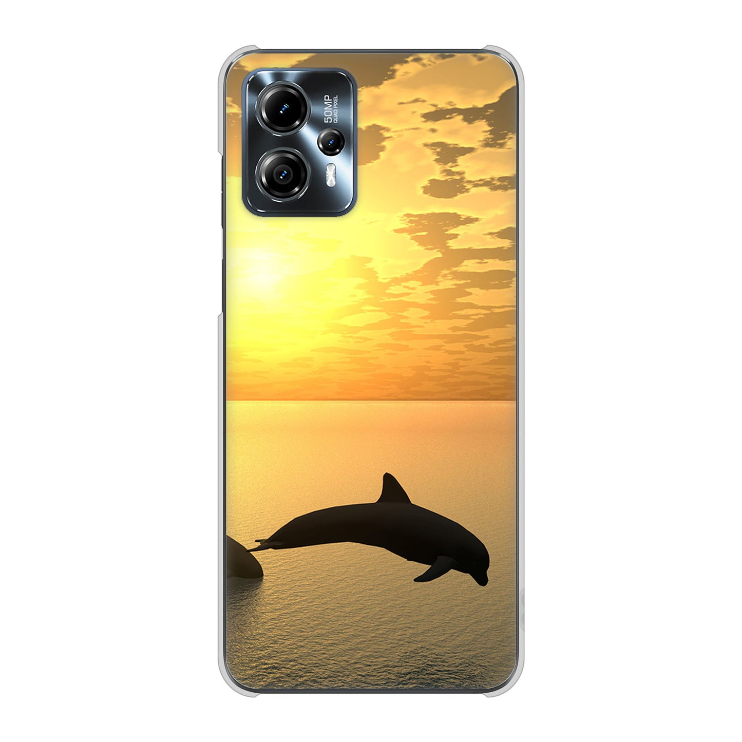 moto g13 高画質仕上げ 背面印刷 ハードケース 【VA845 夕暮れのドルフィン】