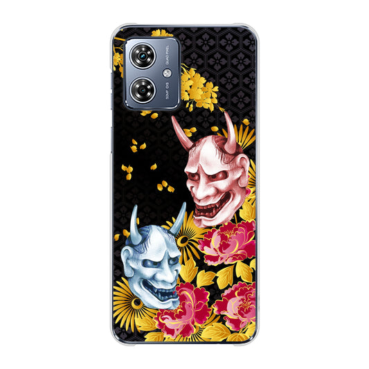 moto g64 5G 高画質仕上げ 背面印刷 ハードケース 【1024 般若と牡丹2】