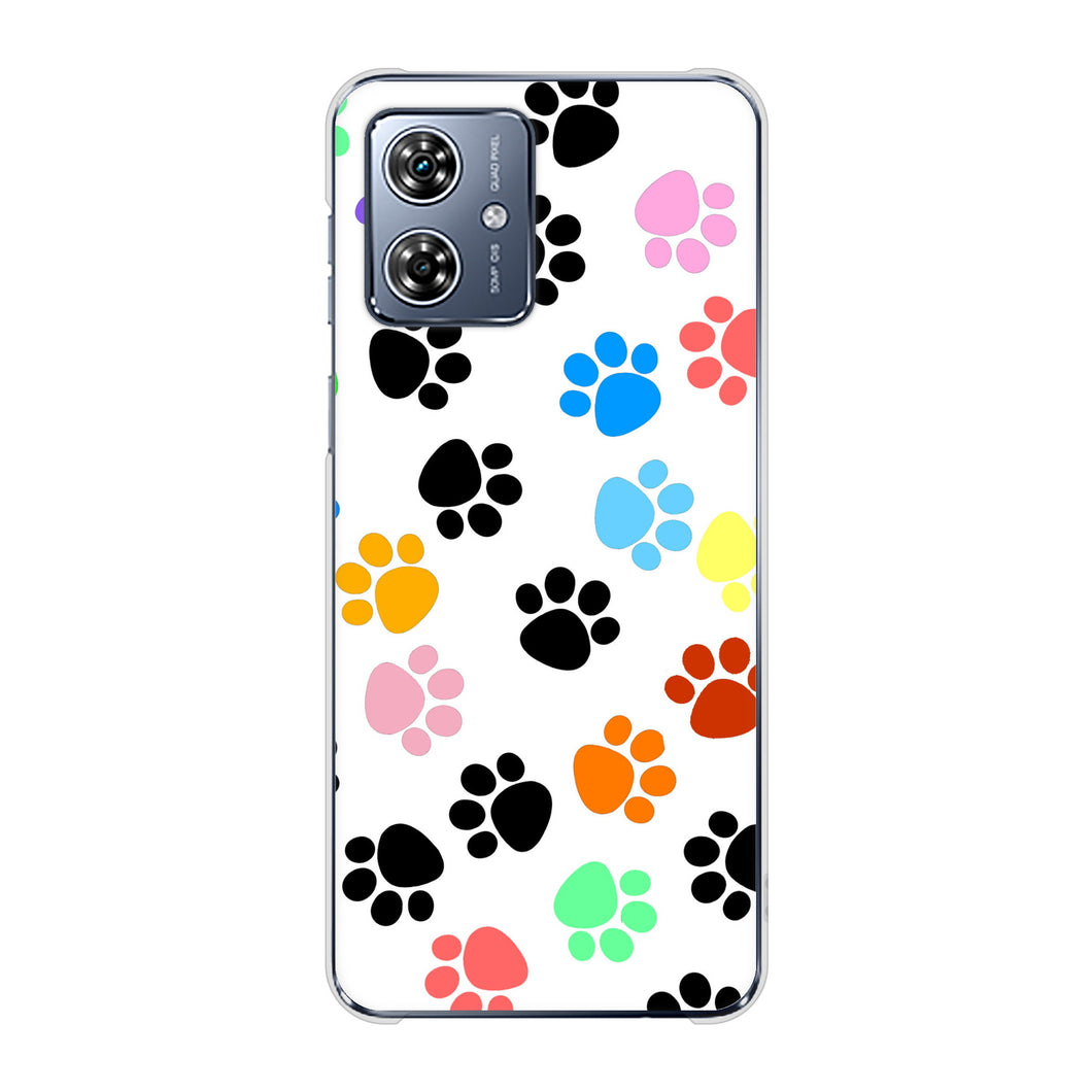 moto g64 5G 高画質仕上げ 背面印刷 ハードケース 【1108 あしあとカラフル】