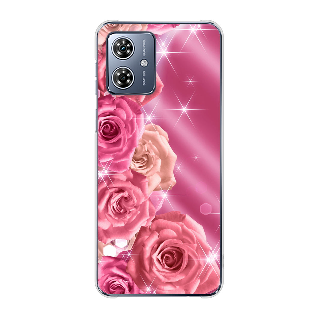 moto g64 5G 高画質仕上げ 背面印刷 ハードケース 【1182 ピンクの薔薇に誘われて】