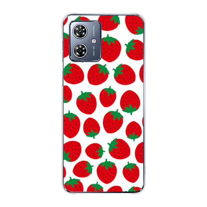 moto g64 5G 高画質仕上げ 背面印刷 ハードケース小さいイチゴ模様