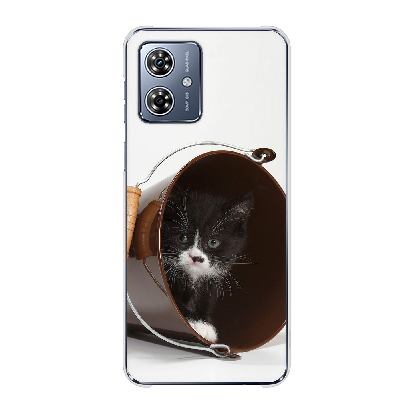 moto g64 5G 高画質仕上げ 背面印刷 ハードケース 【VA800 ネコとバケツ】