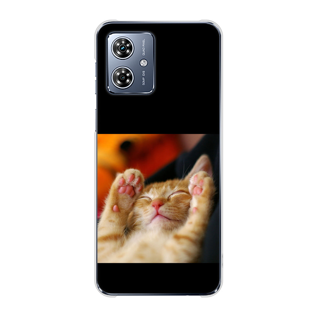 moto g64 5G 高画質仕上げ 背面印刷 ハードケース 【VA804 爆睡するネコ】