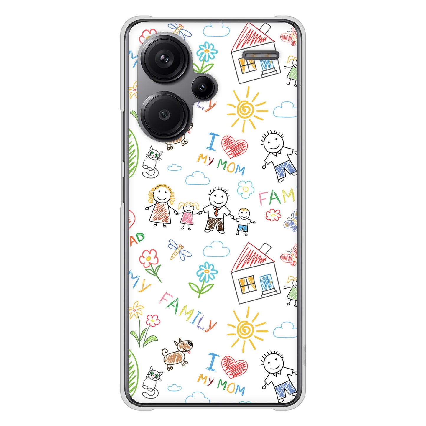 Xiaomi Redmi Note 13 Pro+ 高画質仕上げ 背面印刷 ハードケースカップル＆ファミリー