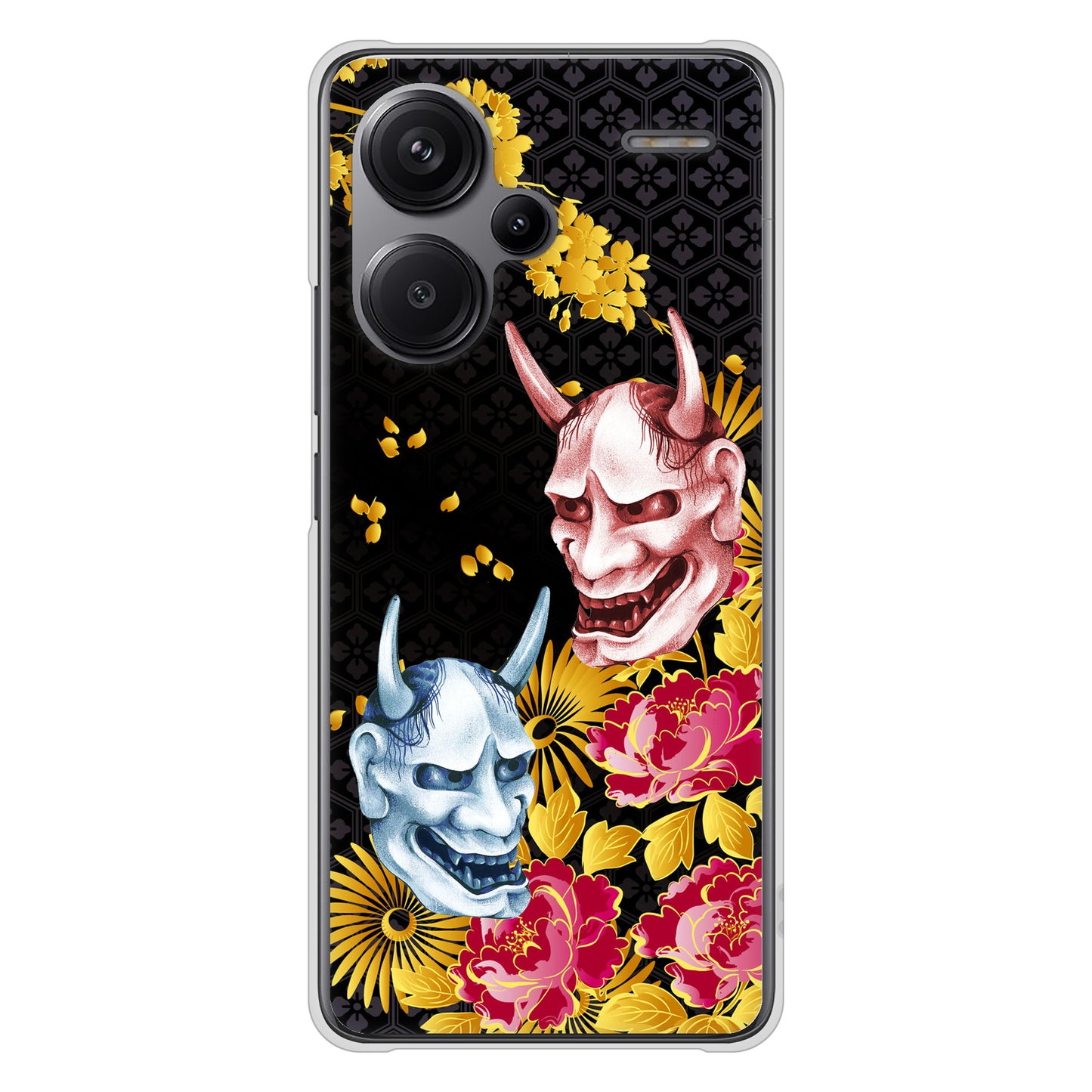 Xiaomi Redmi Note 13 Pro+ 高画質仕上げ 背面印刷 ハードケース 【1024 般若と牡丹2】