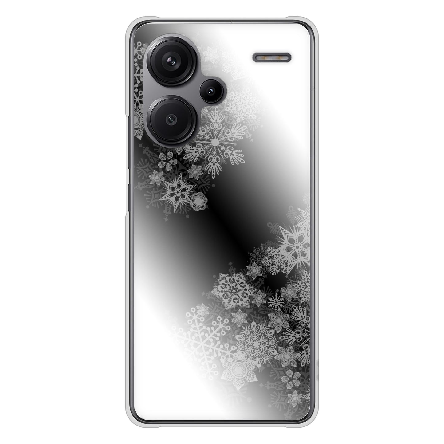 Xiaomi Redmi Note 13 Pro+ 高画質仕上げ 背面印刷 ハードケース 【YJ340 モノトーン 雪の結晶 】