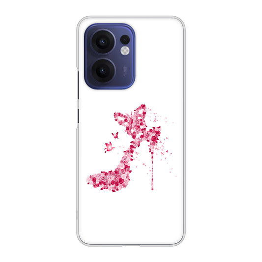 OPPO Reno13 A OPG05 UQ mobile 高画質仕上げ 背面印刷 ハードケース 【387 薔薇のハイヒール】