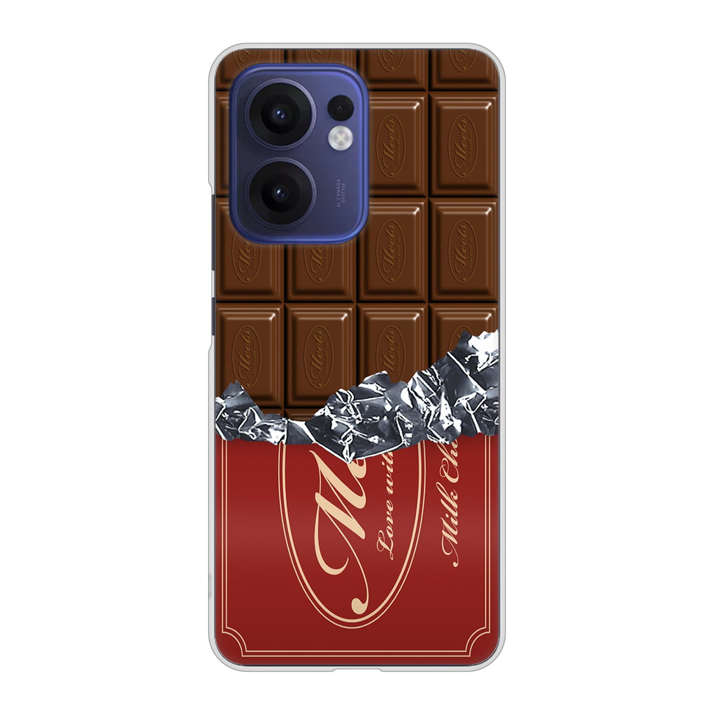 OPPO Reno13 A OPG05 UQ mobile 高画質仕上げ 背面印刷 ハードケース板チョコ