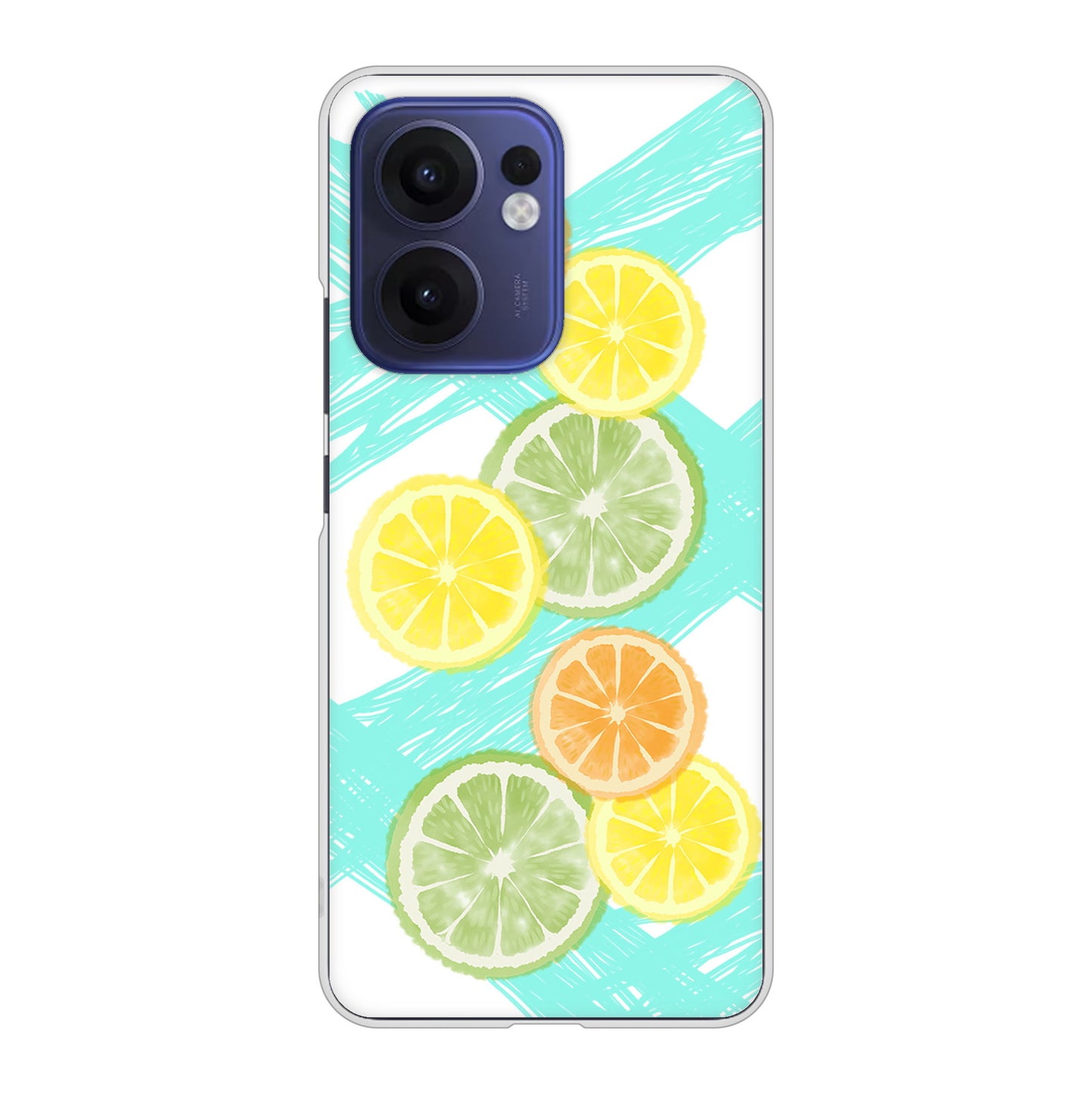 OPPO Reno13 A OPG05 UQ mobile 高画質仕上げ 背面印刷 ハードケース 【YJ183 オレンジライム】