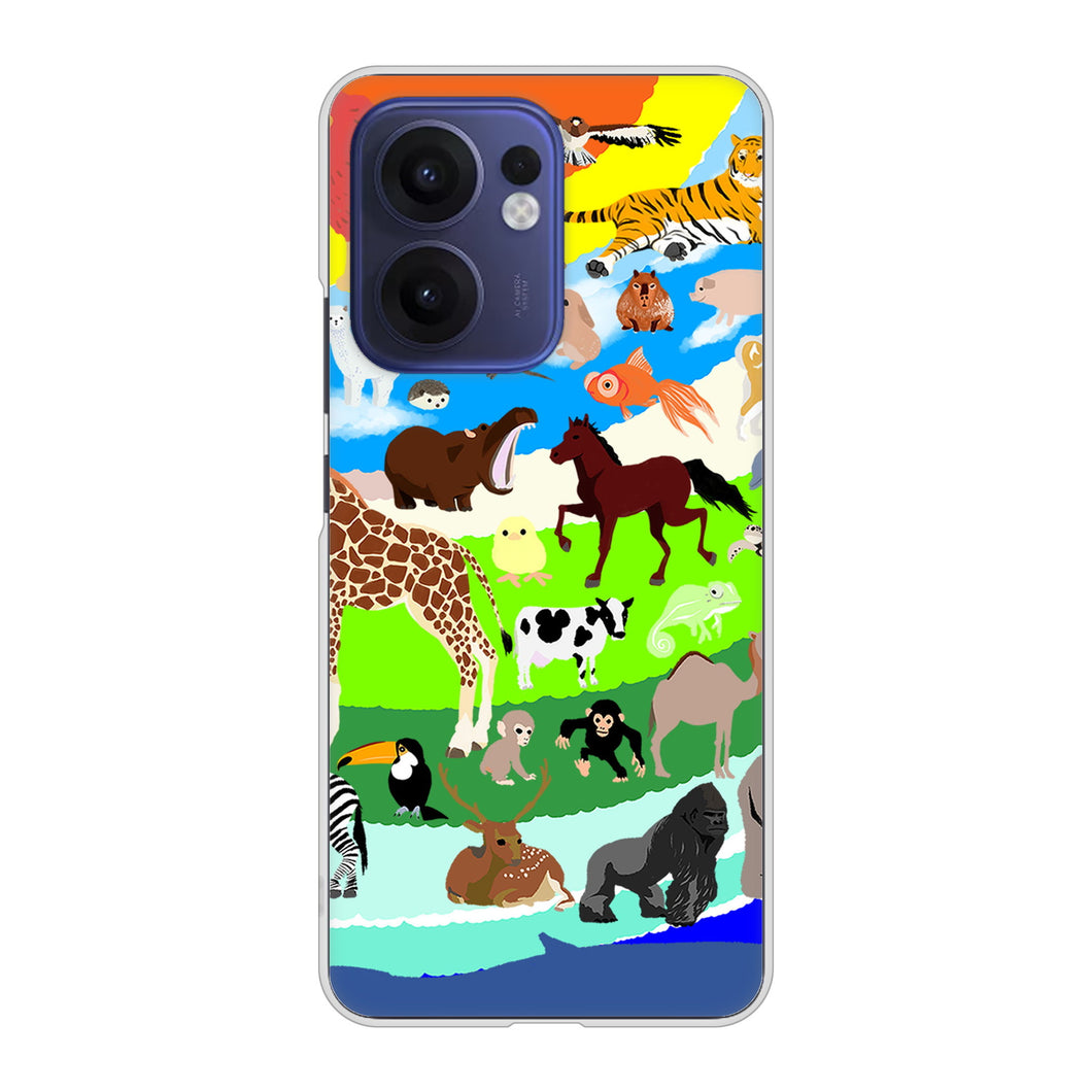 OPPO Reno13 A OPG05 UQ mobile 高画質仕上げ 背面印刷 ハードケース 【YJ201 アニマルプラネット】