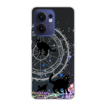 OPPO Reno13 A OPG05 UQ mobile 高画質仕上げ 背面印刷 ハードケース魔法陣猫