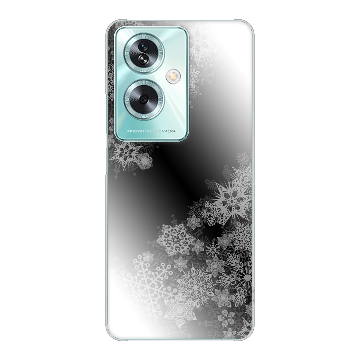 OPPO A79 5G 高画質仕上げ 背面印刷 ハードケース 【YJ340 モノトーン 雪の結晶 】