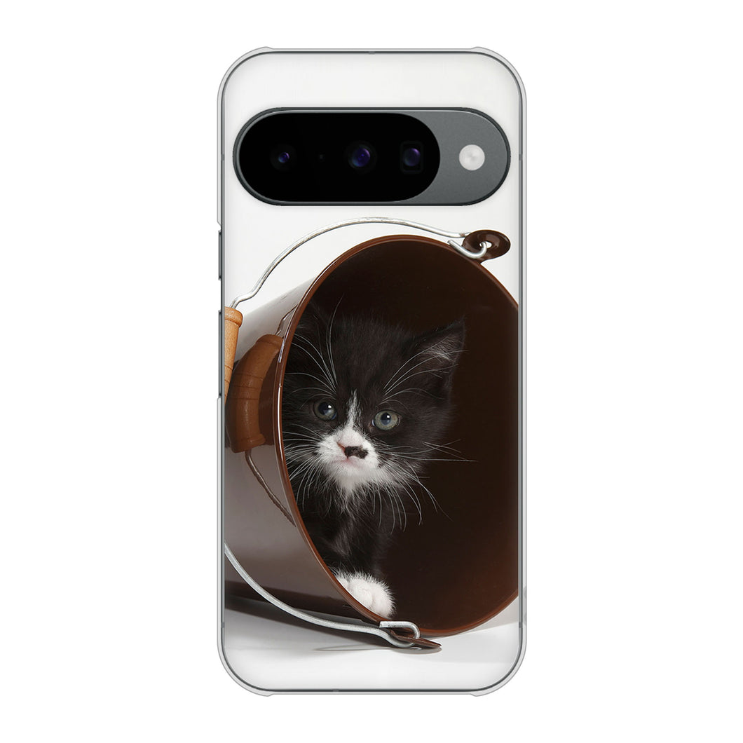 Google Pixel 10 高画質仕上げ 背面印刷 ハードケース 【VA800 ネコとバケツ】
