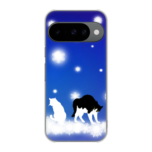 Google Pixel 10 高画質仕上げ 背面印刷 ハードケース 【YJ335 雪の結晶 はちわれ】