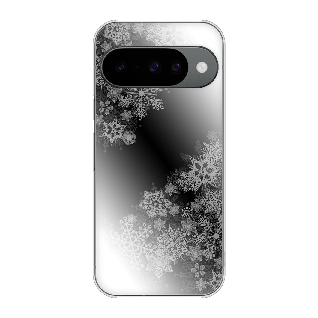 Google Pixel 10 高画質仕上げ 背面印刷 ハードケース 【YJ340 モノトーン 雪の結晶 】