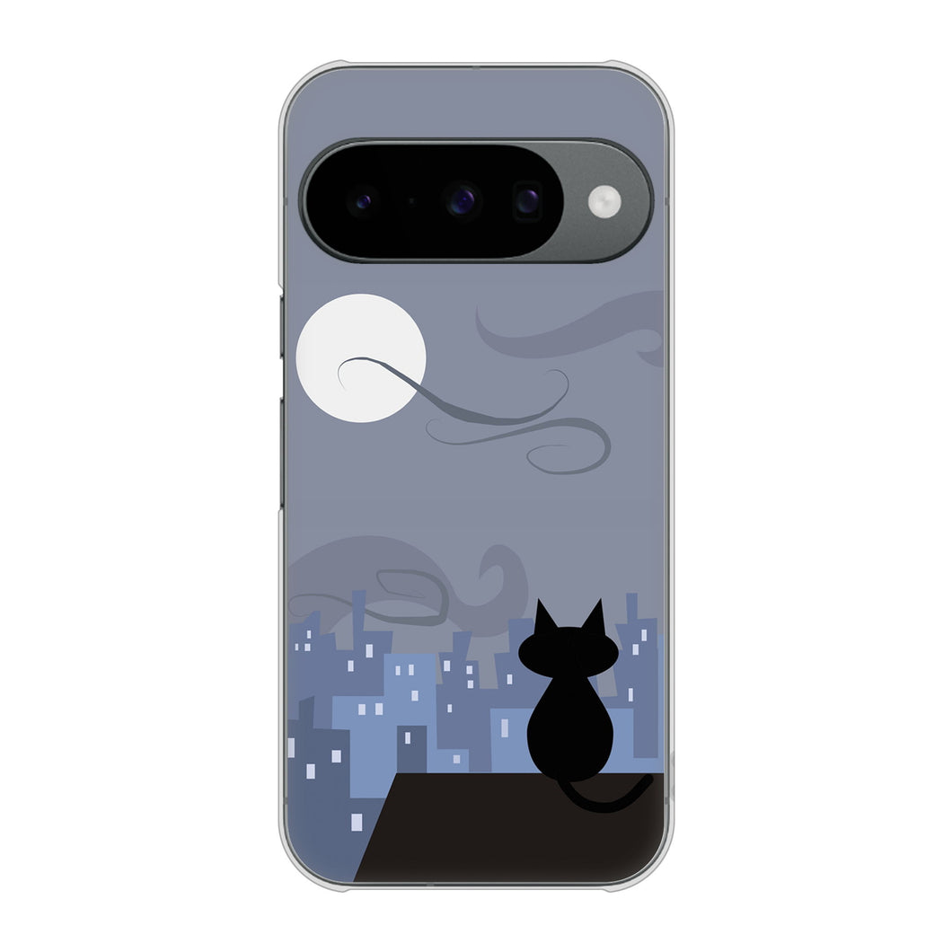 Google Pixel 10 Pro 高画質仕上げ 背面印刷 ハードケース夜とネコ