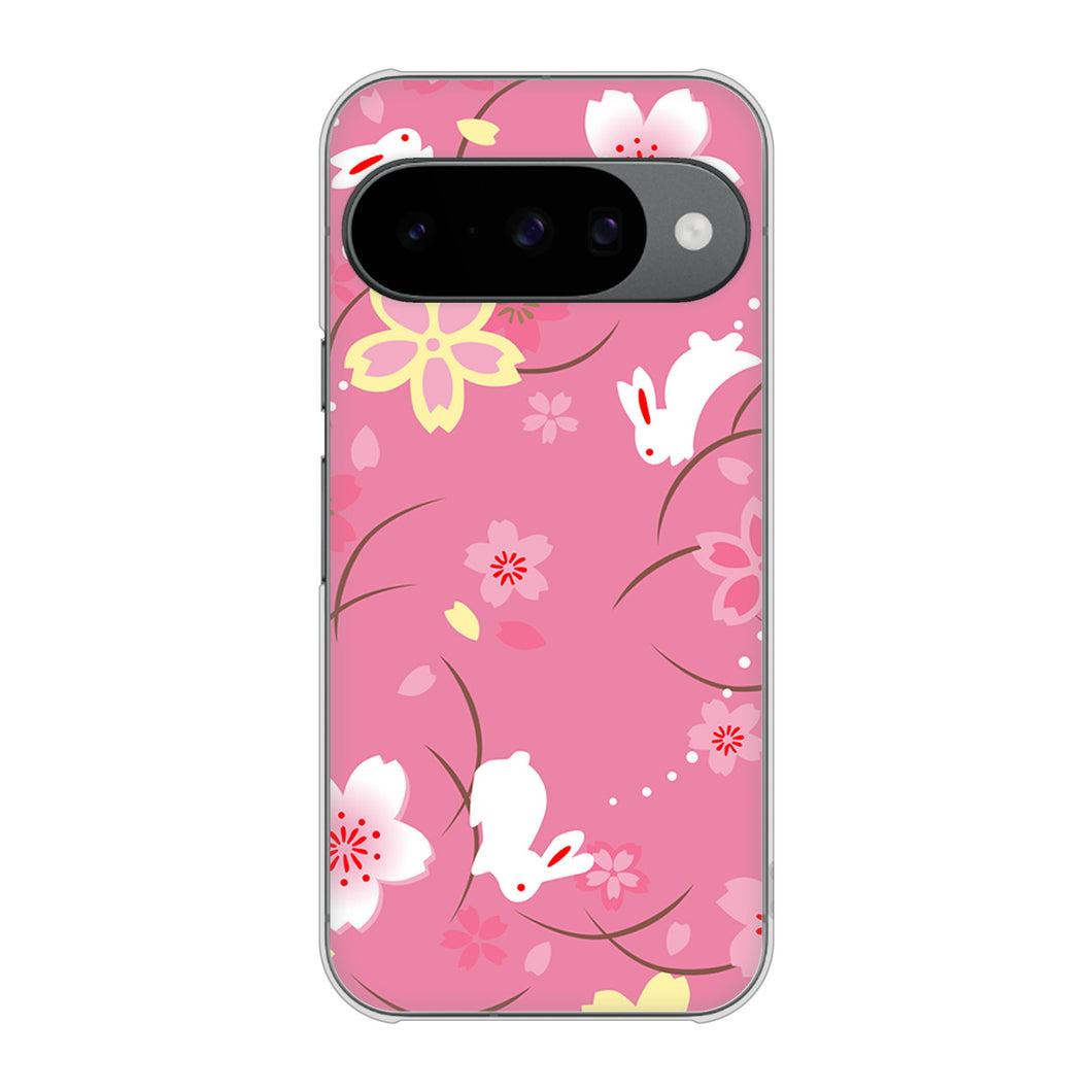 Google Pixel 10 Pro 高画質仕上げ 背面印刷 ハードケース 【149 桜と白うさぎ】
