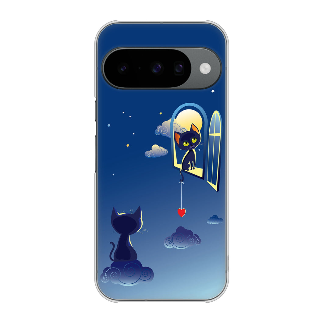 Google Pixel 10 Pro 高画質仕上げ 背面印刷 ハードケース夜とネコ