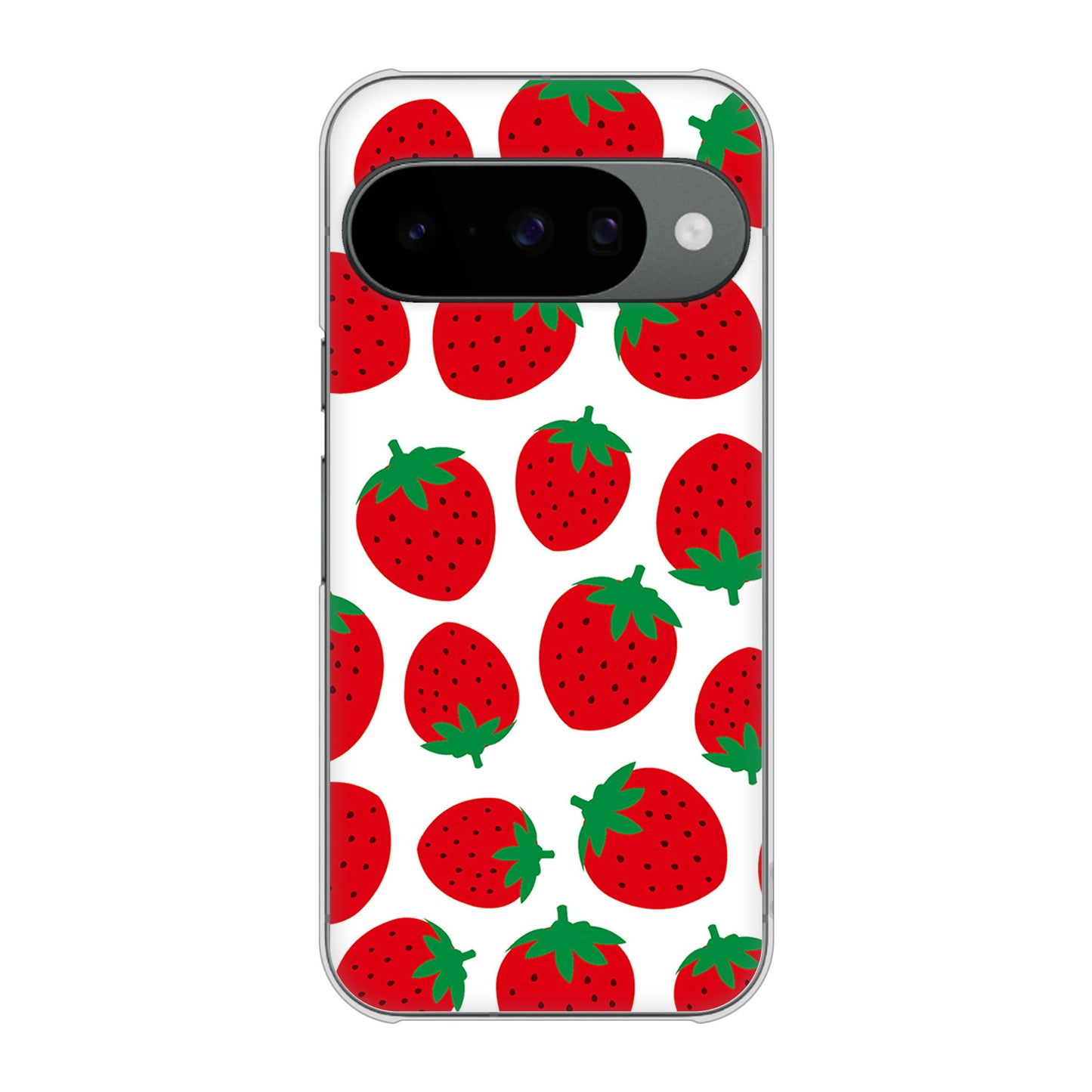 Google Pixel 10 Pro 高画質仕上げ 背面印刷 ハードケース小さいイチゴ模様